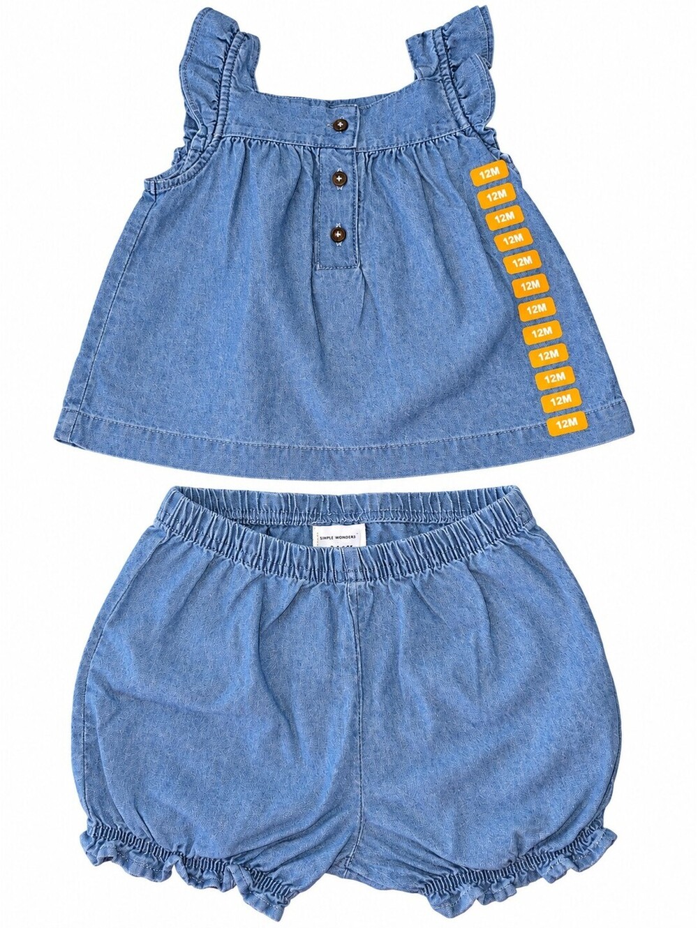 Carters Baby Girls Denim Blue Top and Shorts Set 12M